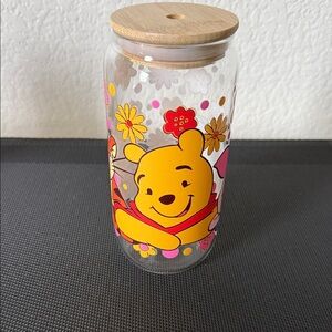 Winnie the Pooh Glass tumbler with Bamboo Lid